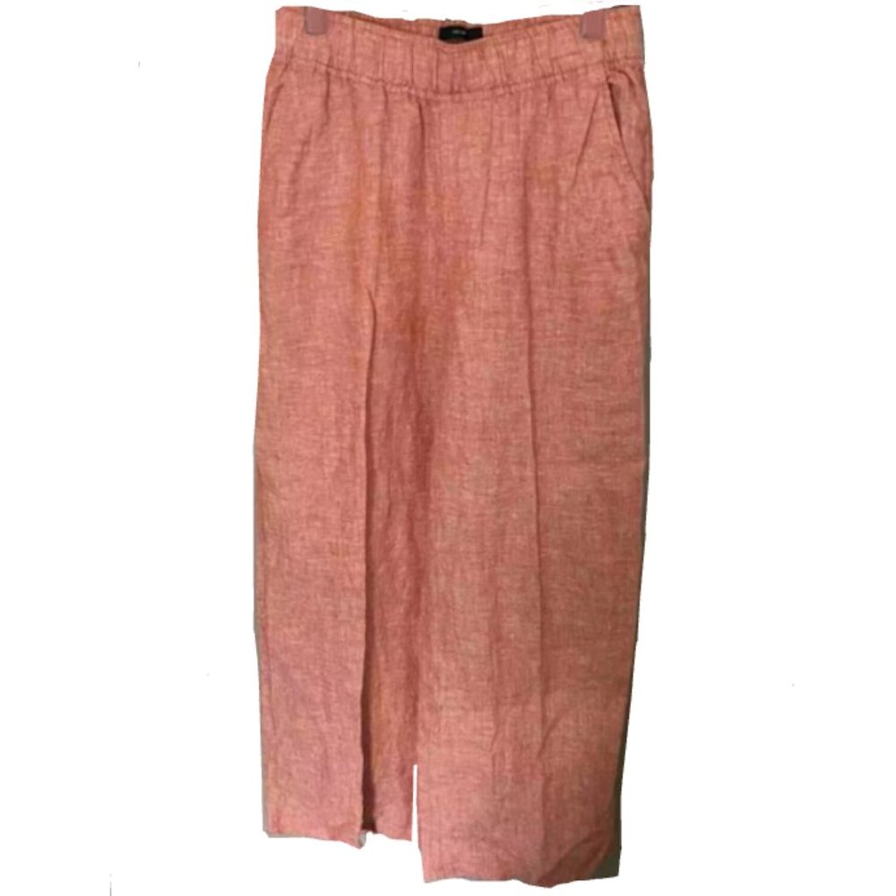 Brand New Tahari Orange Linen Wide Leg Pull-On Pants